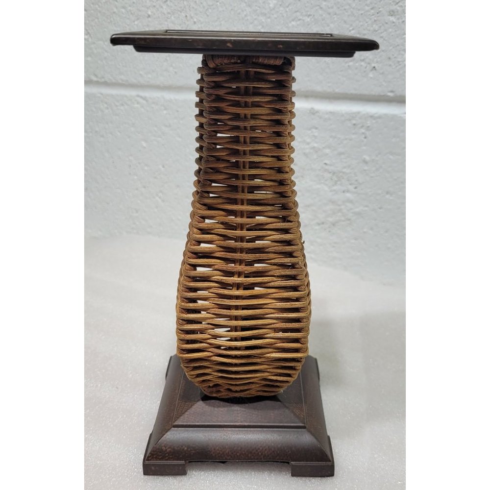 Partylite Island Escape Wicker Rattan Metal Candle Holder 8"